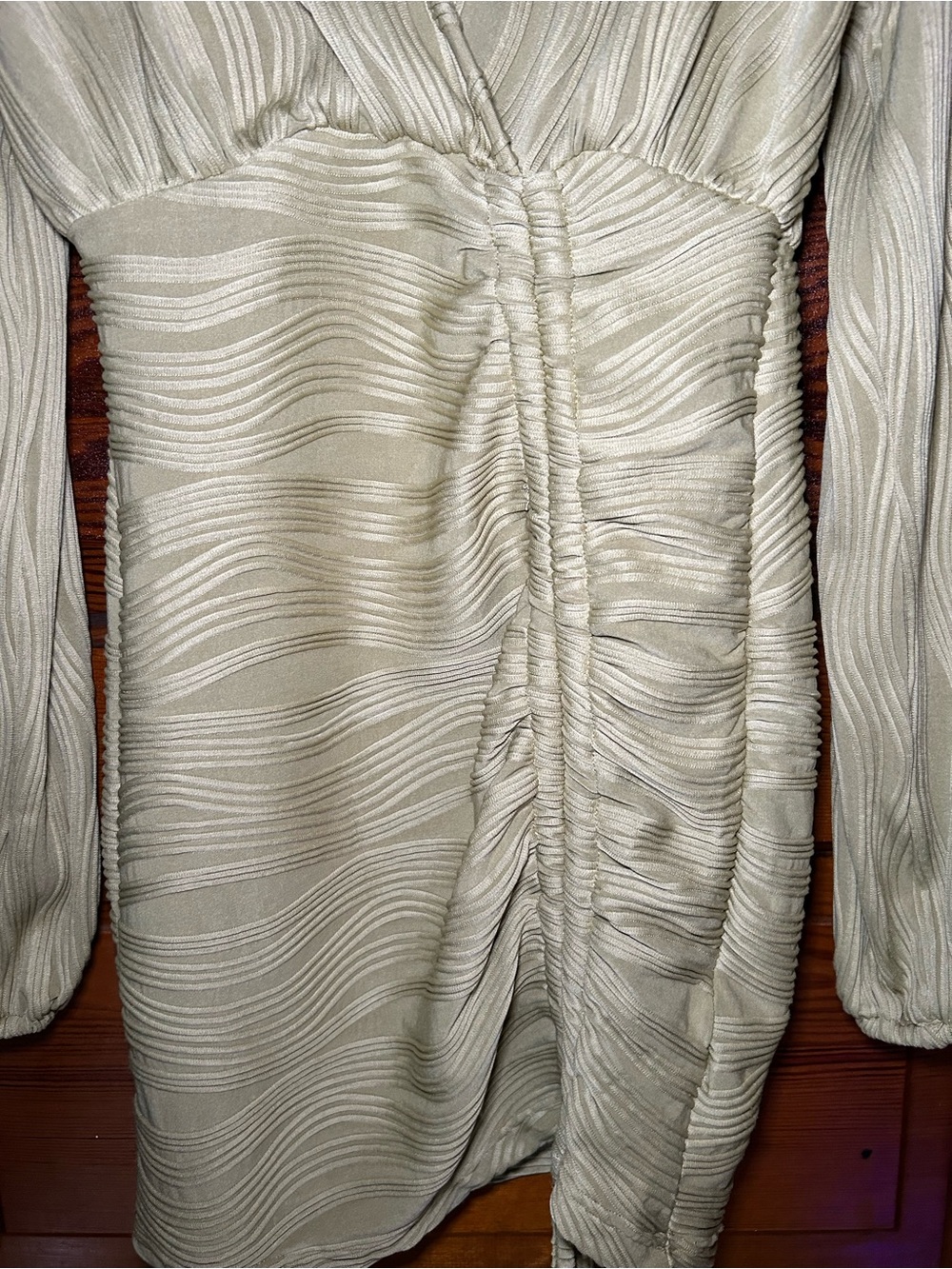 Pretty Little Things Ruched Drawstring Long Sleeve Mini Dress Sz 4 - Picture 5 of 7